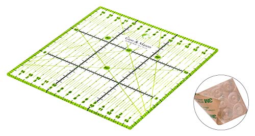 Regla de Patchwork 15 x 15 cm con Pegatinas Antideslizantes Gratuitas. Regla Universal Transparente con dimensiones en cm y ángulos