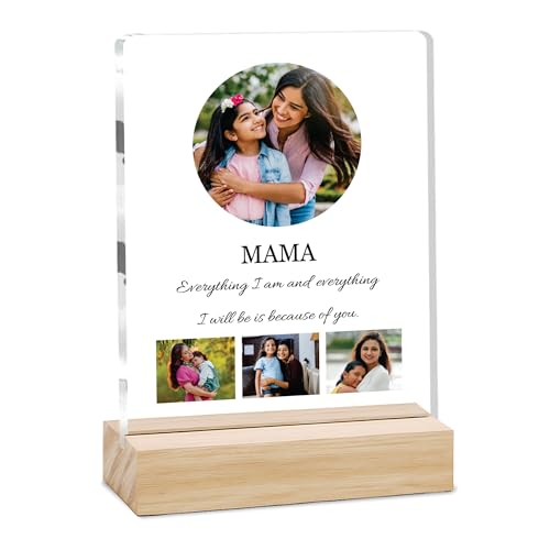 Image of Giftplease Customized Photo Frame With Wooden Stand | Personalised Printed Photo & Text Frame | Gift For Mom | Birthday | Mother's Day | (Transparent, 6x8 Inches, Tabletop) m 14