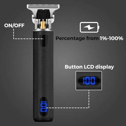 Image of Professional Hair Trimmer for Men, Beard Trimmer Hair Clippers for Men, Cordless Rechargeable Hair Trimmer Metal Body Cutting Grooming Kit,Beard Shaver Barbershop (Black with LCD)