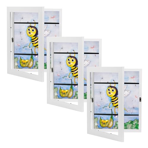 Sunnyglade 3 Pack Kids Art Frames, 8.5x11 Front Loading Kids Artwork Frames Changeable Display, Storage Frames for Holds 70 Pieces Children Artwork, for Wall&Table, Hanging Art, Crafts (White)