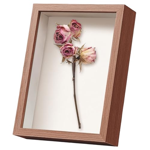 Cadre photo 3D 25,4 x 20,3 cm, pour remplir des objets, à suspendre au mur ou au bureau, avec support (noyer 432, profondeur 3 cm)