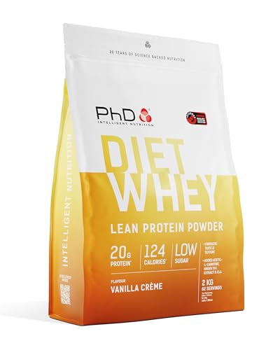 PhD Nutrition Diet Whey Low Calorie Protein Powder, Low Carb, High Protein Lean Matrix, Vanilla Crème Diet Whey Protein Powder, High Protein, 62 Servings Per 2 kg Bag