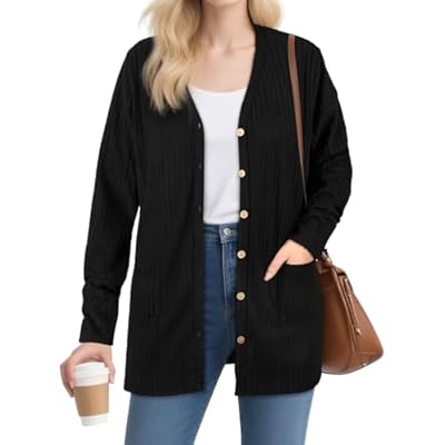 BSBUY Cardigan Mujer, Chaqueta de Punto de Manga Larga Mujer, Cárdigan para Mujer de Manga Larga con Cuello en V, Suéter de Punto con Bolsillos, Cálida Elegante Ligero Cómodo, XL | Ya disponible en tu tienda friki favorita! En mundofriki.es!