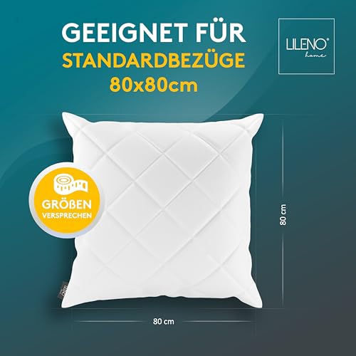 LILENO HOME 2er Set Kissenfüllung 80 x 80 cm - 95°C waschbares Innenkissen geeignet für Allergiker - Polyester Kisseninlet als Couchkissen, Sofa Kissen, Cocktailkissen und Kopfkissen