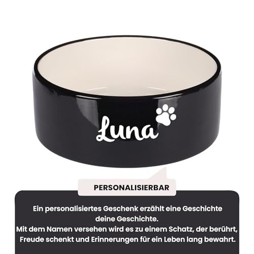 Hundenapf personalisiert aus Keramik M 900ml Schwarz – rutschfest, leicht & hygienisch – Futter- & Wassernapf mit Namen für kleine Hunde & Katzen