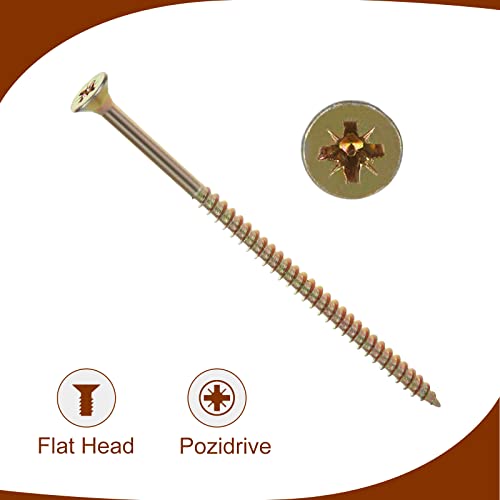 GOYADA 150Pcs Wood to Concrete Screws 5mm x 100mm Gold, External Decking for Chipboard, Home DIY Construction Repair 3 GOYADA 150Pcs Wood to Concrete Screws 5mm x 100mm Gold, External Decking for Chipboard, Home DIY Construction Repair - Image 3
