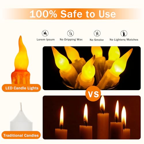 Image of 4pcs Orange Real Wax LED Tapered Candles, Battery Operated, Remote Controlled, 6inches, Perfect for Weddings, Decorations, Emergency Use