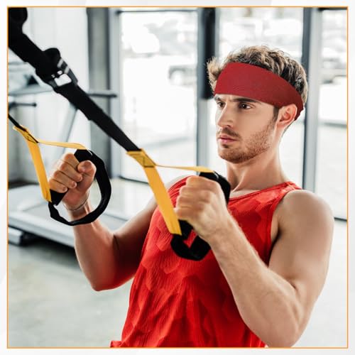 Image of Lyrow 12 Pcs Headbands for Men Running Headband Mens Sweat Bands Headbands for Tennis Athletic Cycling Basketball Yoga Workout Outdoor Sports Gym Jogging Exercise