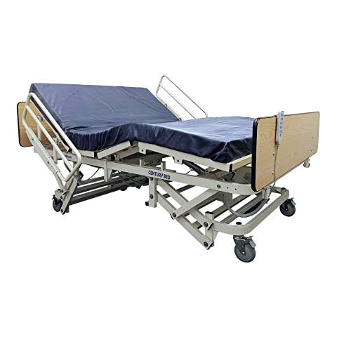 Tuffcare Century Max Bariatric Bed, Long Term Care Bed with Foam Mattress & Half Rail Package (48" W X 80" L) 800lbs Weight Limit Cover