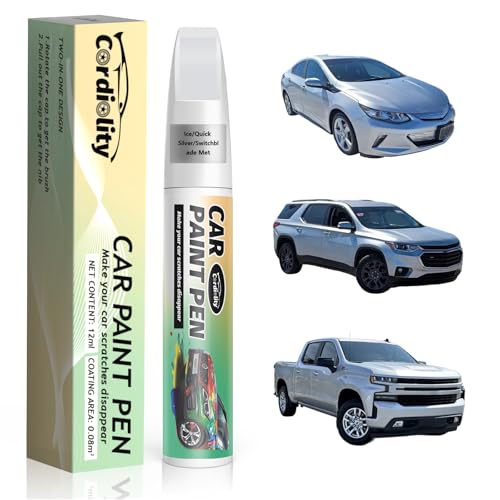 Image of Car Touch Up Paint Ice /Quick Silver /Switchblade Met(GAN /9W5 /WA636R /WA8636 /17) for Chevrolet, Color Accurate Car Scratch Repair Remover Pen Fix Auto Paint Chips and Nicks