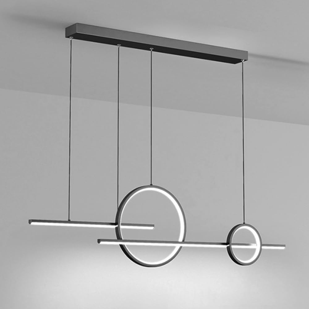 KXEcoLife LED Linear Pendant Light for Kitchen Island Modern Chandelier Ceiling Lamp Geometric Hanging Lighting Dining Table Lights Living Room Chandeliers Office Lamps