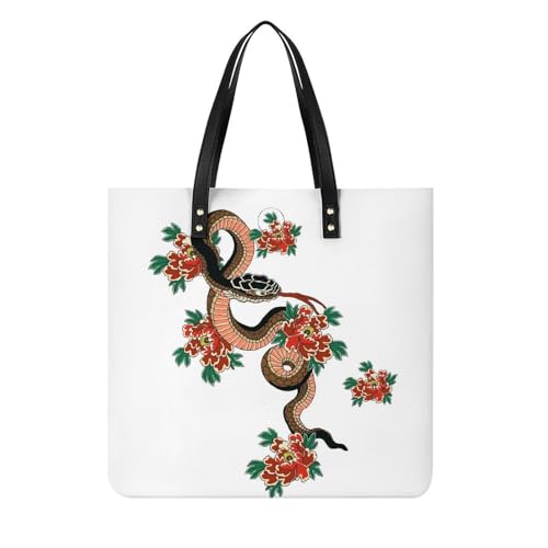 Sac à bandoulière fleur de serpent femmes grand tote bag spacieux