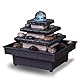 Innenbrunnen Kaskaden -Treppe Tempel Bunte Licht, entspannende Zen, Dekorationstischbrunnen, Geschenkidee, H 18x20x18 cm - Eka Zen’light, Beige + Schwarz
