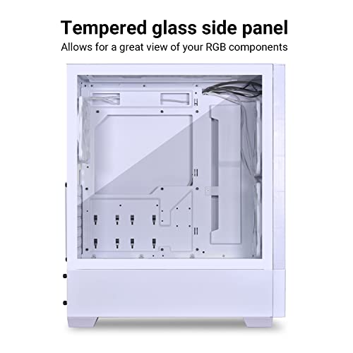 Image of LIAN LI High Airflow Mid-Tower ATX PC Case with RGB Fans, Tempered Glass Side Panel, USB-C Port (LANCOOL 205 MESH C, White)