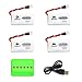 Noiposi 4pcs 3.7v 500mAh lipo Battery with 6 in 1 Charger for AKASO A200 DROCON X708 X708W JJRC H43WH H31 H37 H6D Hubsan X4 Goolrc t33 potensic u42wh SGILE RC Quadcopter Gyro Drone