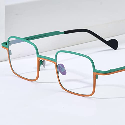 Image of FONEX Colorful Pure Titanium Glasses Frame Men Retro Square Eyeglasses Women Vintage Optical Eyewear F85746