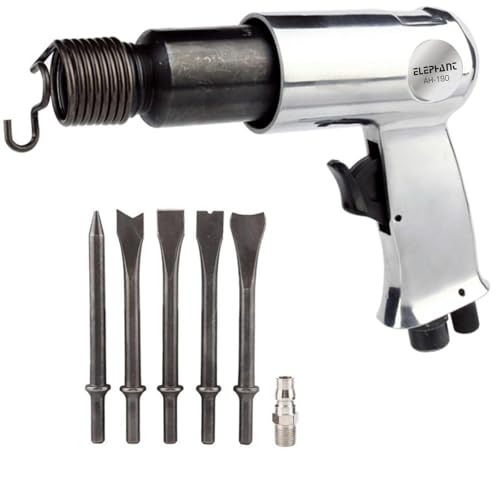 Image of Elephant 190mm Air Hammer Kit with 4 Chisels, 5000 Blows per Minute, Pneumatic Hammer Shovel Tool, Air Chisel Pneumatic Tool (AH-190)