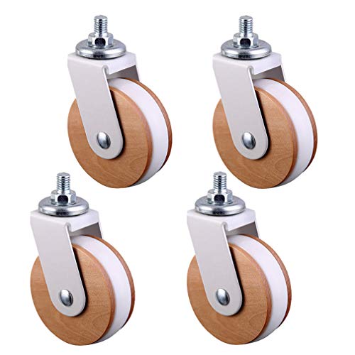Outech 4 Möbelrollen, Tragfähigkeit 100Kg, 63mm Lenkrollen Bolzen φM8x10mm Kugellager Polyurethan Rollen Cover