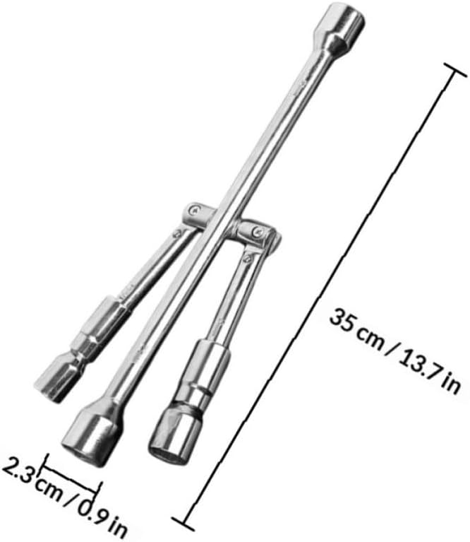 PATKAW 4-way Lug Wrench for Car Tire Repair with Steel Construction and Compact Folding Design, Easy to Store Tire Lug Nut Wrench for On-the-go Repairs
