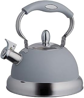 Typhoon 1401.167 Living Stovetop Whistling Kettle with Folding Handle, 2.5 Litre, Grey, Stainless Steel