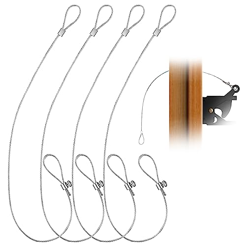 MARRTEUM Gate Latch Cable Pull, 19 Inch Stainless Steel Adjustable Gate Pull Cord for Metal Wooden Fences Garden Backyard Door Fence Gate Opener (4 Pieces, Silver)