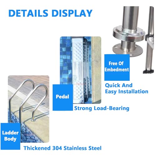 Escalera para piscina de acero inoxidable 3 peldaños miniatura 6