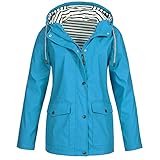 Regenjacke Damen Outdoorjacke mit Gestreifte Kapuze Wasserdicht Atmungsaktiv Outdoorjacke Regenmantel,Winddicht Regenjacke Mantel Kapuzejacke Leicht Sportjacke Regenparka Kinder Jungen Sweatshirt
