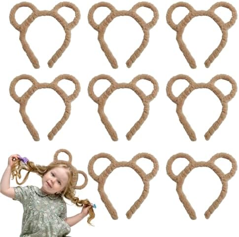 FUIPVGI 6 Stks Beer Oorbanden, Halloween Chipmunk Haarband, Teddy Beer Oor Haarband, Ronde Muis Beer Oor Pluche Haarband, voor Maskerade, Feest, Dagelijkse Verkleedpartij, Fotografie, Cosplay (Bruin