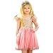 Gold and Pink Gauze Camisole Layered Tutu Dress Girls Valentines Dress, (5 years)