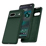 WRJ Case for Pixel 7,Shockproof Liquid Silicone Cover [Upgraded Camera Protection] Slim Fit with Microfiber Lining - Dark Green