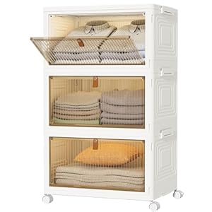 HOMIDEC Closet Organizers and Storage 70Qt 3 Pack Stackable Storage Bins with 1 Lid Closet Organizer Boxes for Clothes Foldable Storage Box for Clothes/Toys/Office Supplies/Snacks(23Qt X 3)