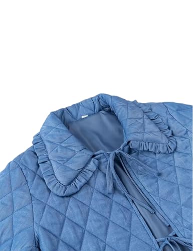 Vimida Women's Blue Quilted Jacket: A Playful Padded Coat for Cozy Winter Days - Image 3