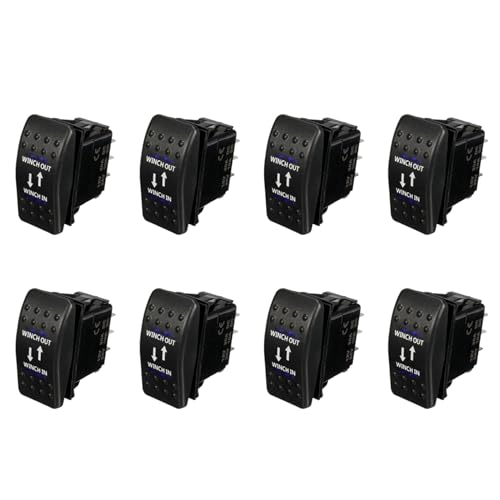 Interrupteur à Bascule 7 Broches Winch In Out 12V 20A Finition Durable Del Bleu