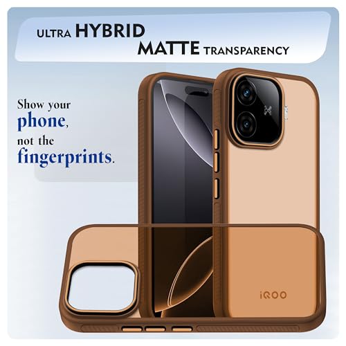 Image of V-TAN Back Cover for IQOO NEO 10R Compatible Case, Matte Finish Transparent Case, TPU, Camera Protective Shockproof Cover (Brown)