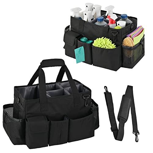 IVODEELA Bolsa de limpieza portátil, bolsa de limpieza grande, organizador de limpieza con asa, organizador de almacenamiento de productos de limpieza, color negro (solo bolsa) Cover