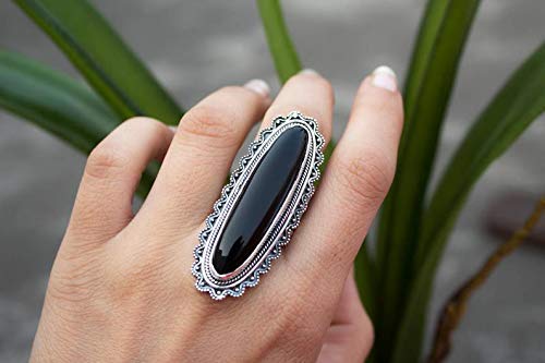 Designer Handmade Jewelryblack Onyx Ring Black Onyx Gemstone Sterling Silver Ring Statement Ring Onyx Jewelry Black Stone Long Ring Dailymail