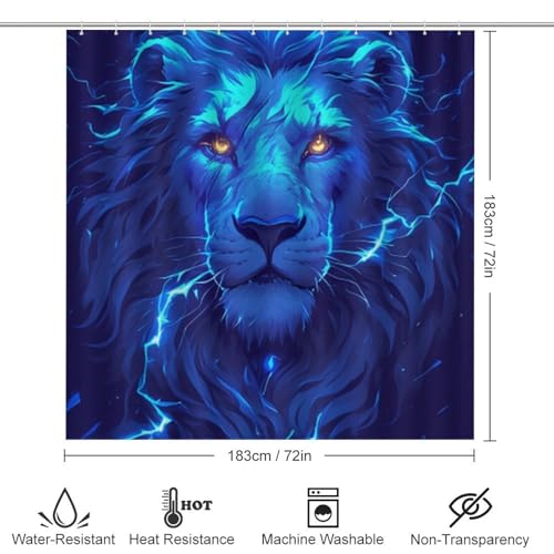 Ensemble rideau de douche lion avec tapis antidérapants sécurisés