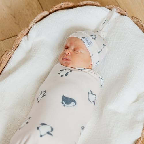 Image of Copper Pearl Swaddle Blankets for Newborns | Soft Stretchy Receiving Blankets for Boys and Girls | Large 46 x 46 Inch Baby Blankets | Lightweight and Breathable Swaddles | Penguins