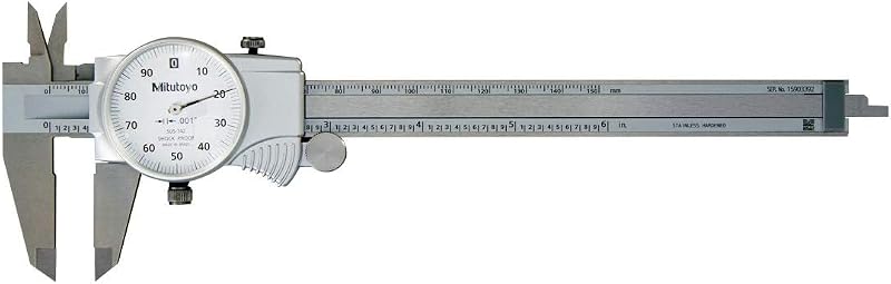 Mitutoyo 505-742J Dial Caliper, 0.1" per Rev, 0-6" Range, 0.001" Accuracy | Ultra-smooth sliding, shock protection, measures outside/inside dimensions and depths & steps, 0.1" pitch per revolution