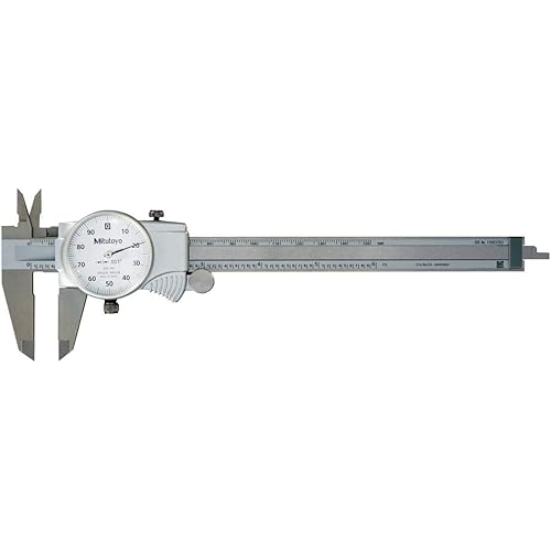 Mitutoyo 505-742J Dial Caliper, 0-6" Range, 0.001" Accuracy, 0.1"/Rev, Smooth Dial Movement with Shock Protection, Lock Screw, Improved Readability, Measures OD, ID, Depth & Steps