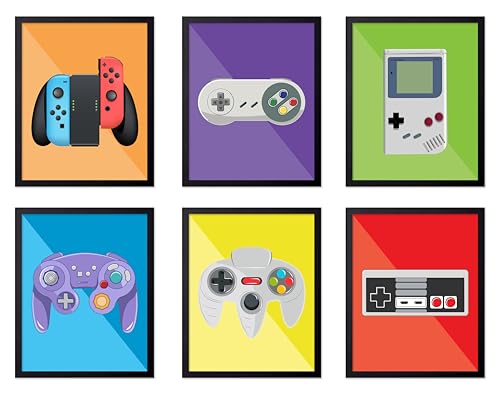 Poster Master 6-Piece Video Game Controller Print - Retro Gaming