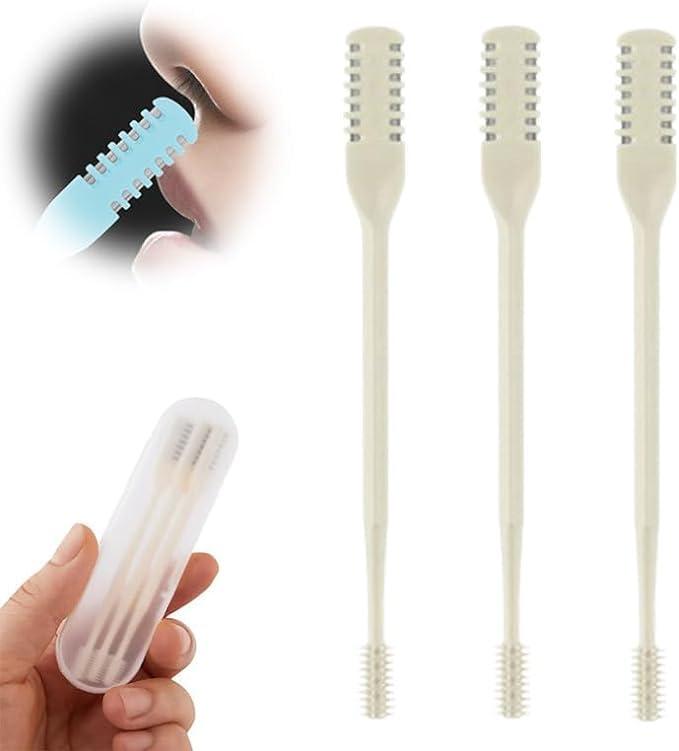 EdenEdges 2-in-1 Nasal Hair Cutter, 2024 New Double Sided Nose Hair Knife, Nostril Hair Remover Tool, Portable Manual 360° Rotating Nose Hair Trimmer with Ear Picker-3pcs
