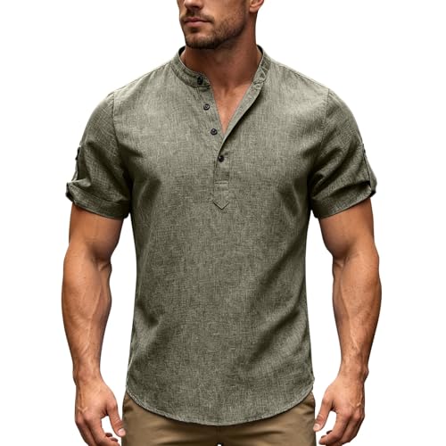 Haut Henley respirant homme et chemise légère col montant couleur unie