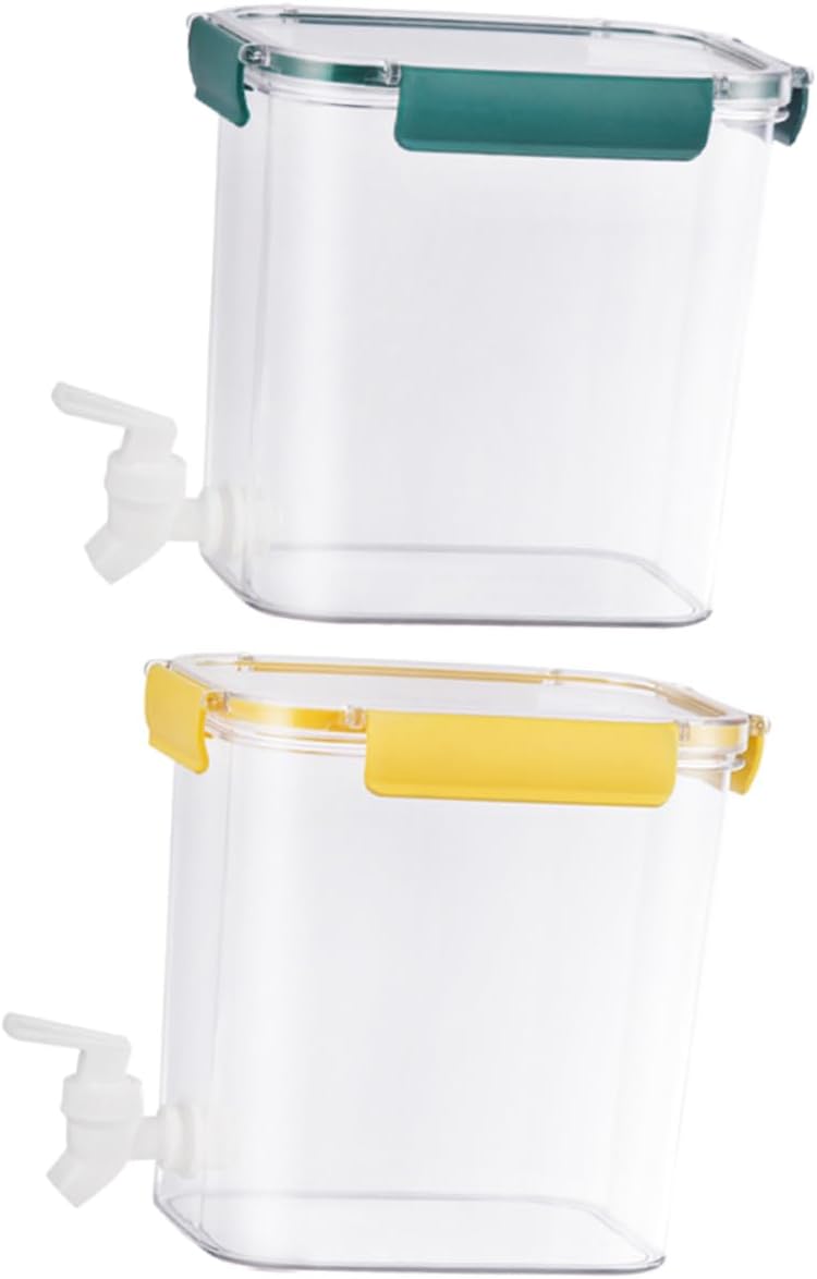 Amosfun 2pcs Beverage Dispenser Stylish Liquid Container with Spigot for Parties and Fridge Capacity Each Easy to Clean and Store for Juice and Iced Drinks