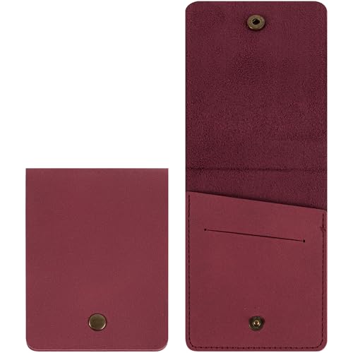 Burgundy Leather Slim Card Holder, Vintage Matte Bifold Wallet, Compact Travel Card Case for Work, Transit, and Bank Cards, Gift for Men & Women