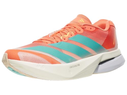 Adidas Women's Adizero Boston 13 Running Shoes Sneaker, Semi Coral/Flash Aqua/Flash Orange, 82