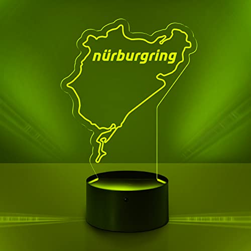 Moderne LED-Lampe mit 3D-Darstellung des Nürburgrings, mit sechs wechselnden Farben, Dekoration, Acryl-Lampe mit flachem Schalter, Nachtlicht, einzigartige und coole Geschenkidee für Rennsportfans Cover