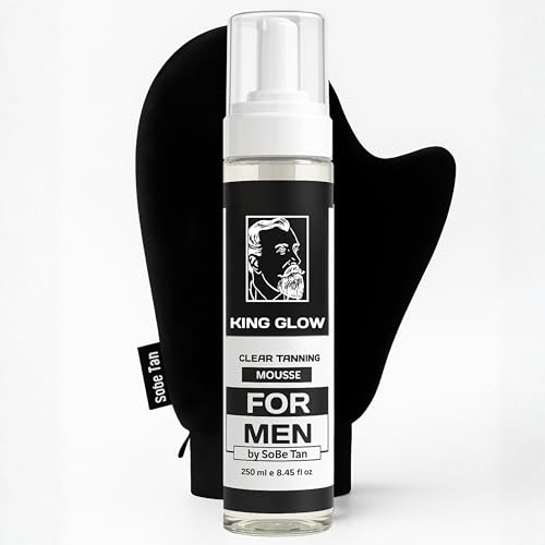 Self-Tanner for Men | King Glow - Water-Based, Fast-Drying Sunless Tanning Foam for Body and Face - Natural Tan Without the Sun (Mitt Included)