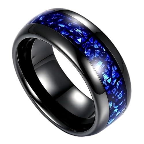 Reseldda 8mm Mens Black Gold Sapphire Tungsten Wedding Band Ring Size 9