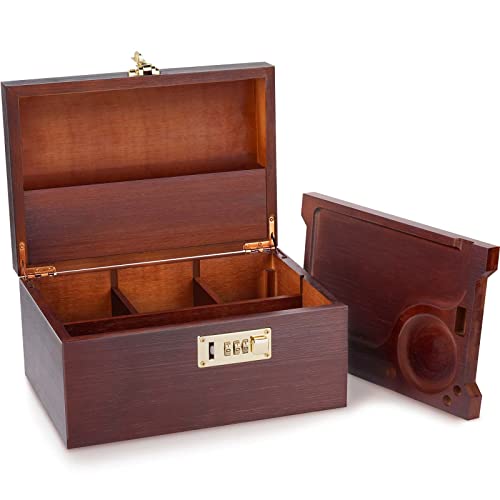 Ozchin Large Bamboo Box With Combination Lock Decorative Box For Home Locking Storage Bamboo Box (Vintage Color) #TOP8